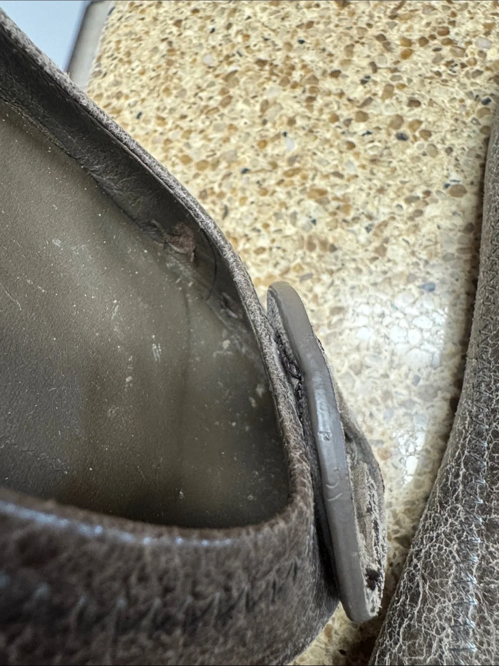 Tory Burch Distressed Brown Leather Logo Ballet Flats